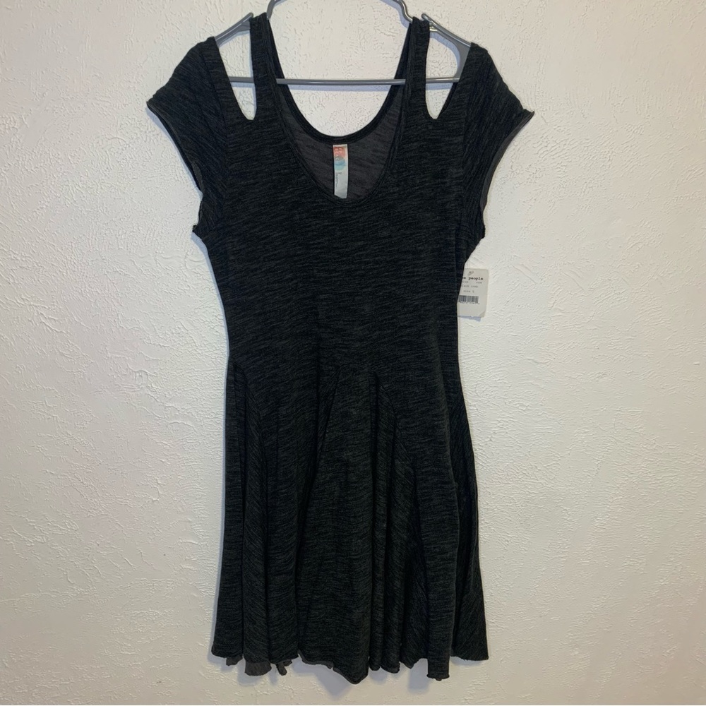 NWT Free People Dress Large Heathered Gray Short Sleeve